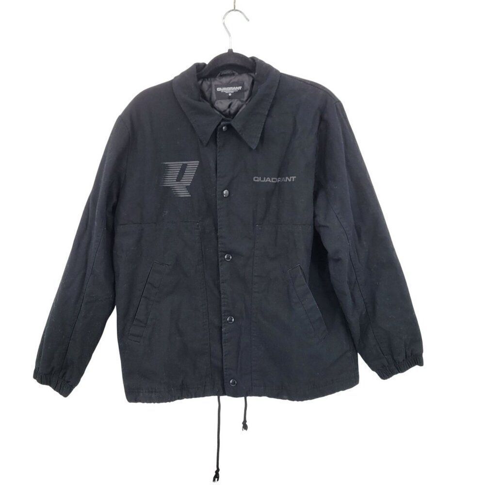 Quadrant Mens Black‎ Canvas Logo Jacket M Cotton Barn Bomber Streetwear Skater
